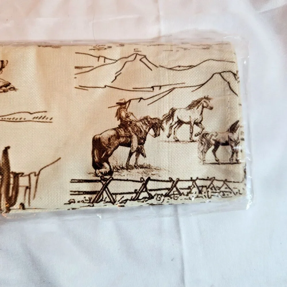 Western Cowboy Table Runner 13x72 Desert Horses Rustic Rodeo Decor New